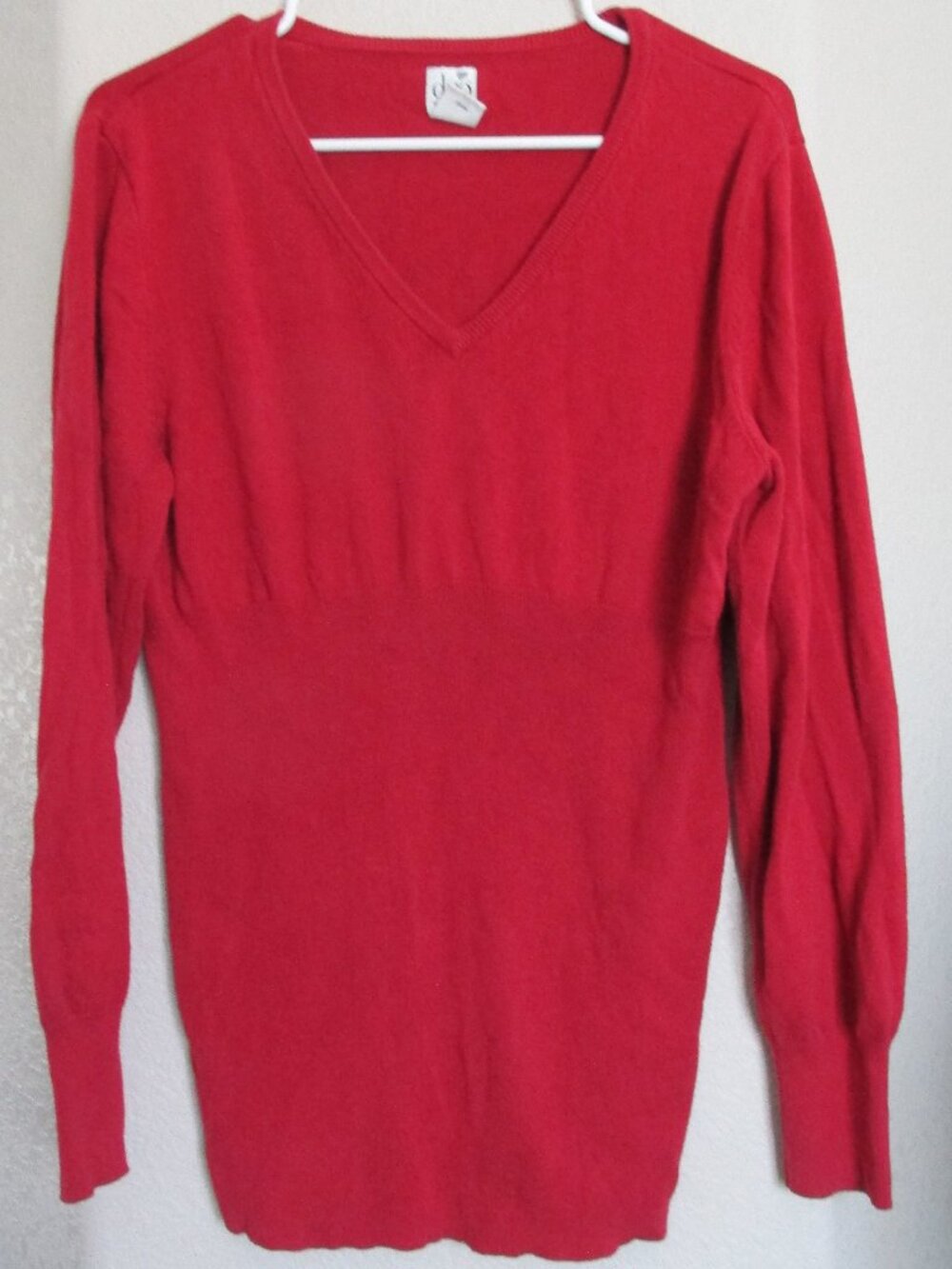 Duo Maternity Pullover T Sweater Womens Size XL Red Long Sleeve V Neck Shirt